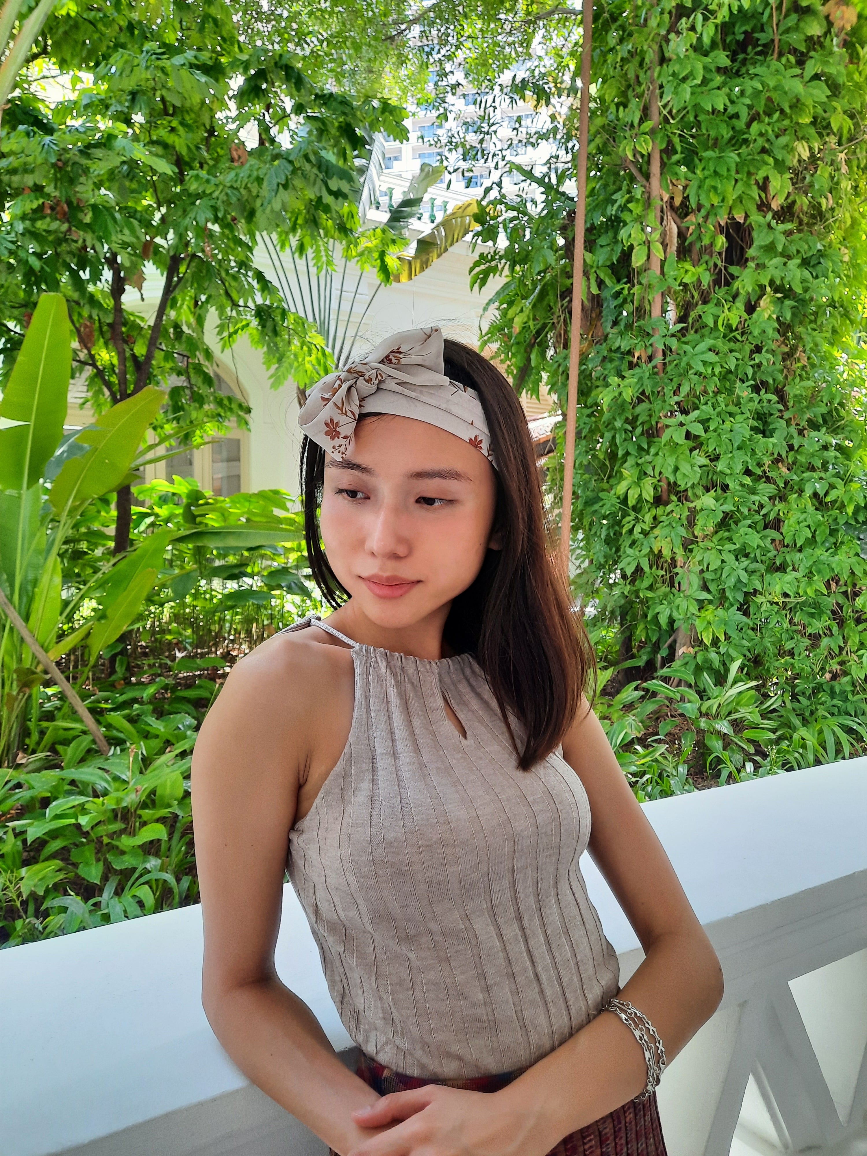 hello ronron | Rosa Top Latte | hello ronron | Tie-detailed ribbed knit halter top