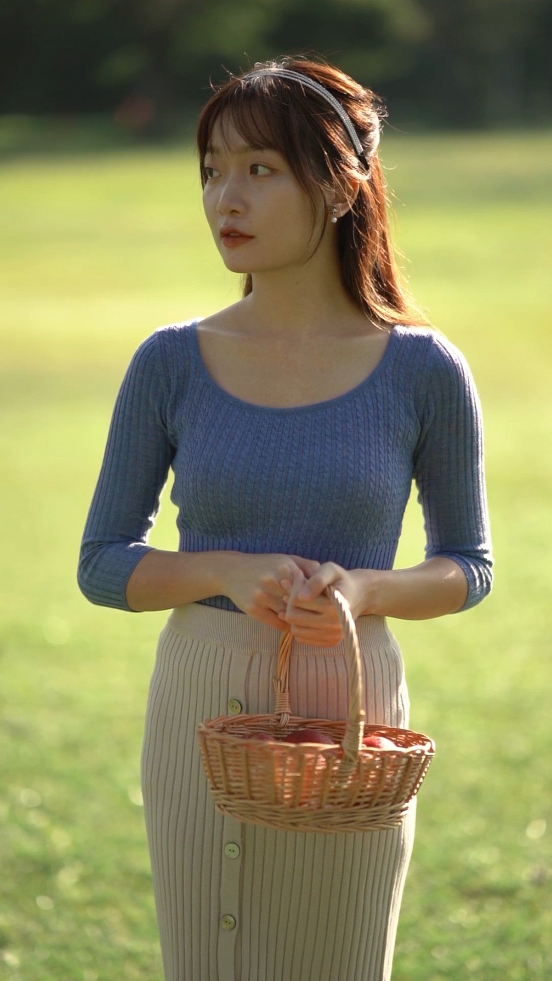 hello ronron | Agnes Top Lavender | Scoop neck cable ribbed knit top