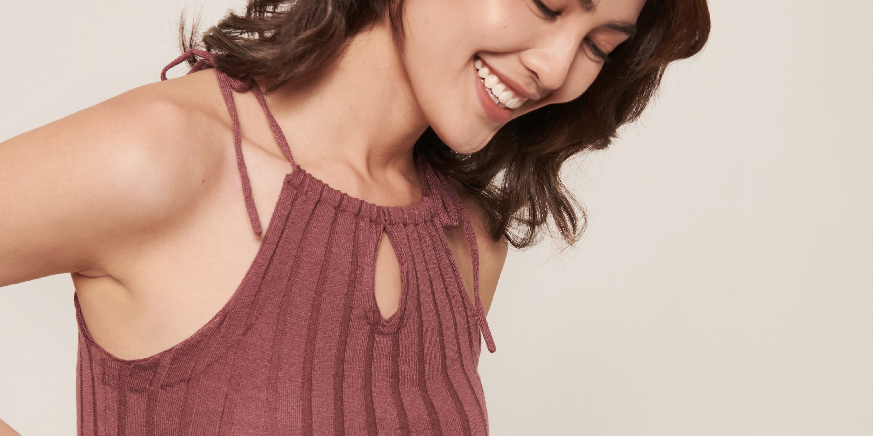 hello ronron | Rosa Top | Tie-detailed ribbed knit top