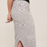 hello ronron | Hera Skirt Cloud | Mouliné ribbed knit midi skirt