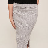 hello ronron | Hera Skirt Cloud | Mouliné ribbed knit midi skirt