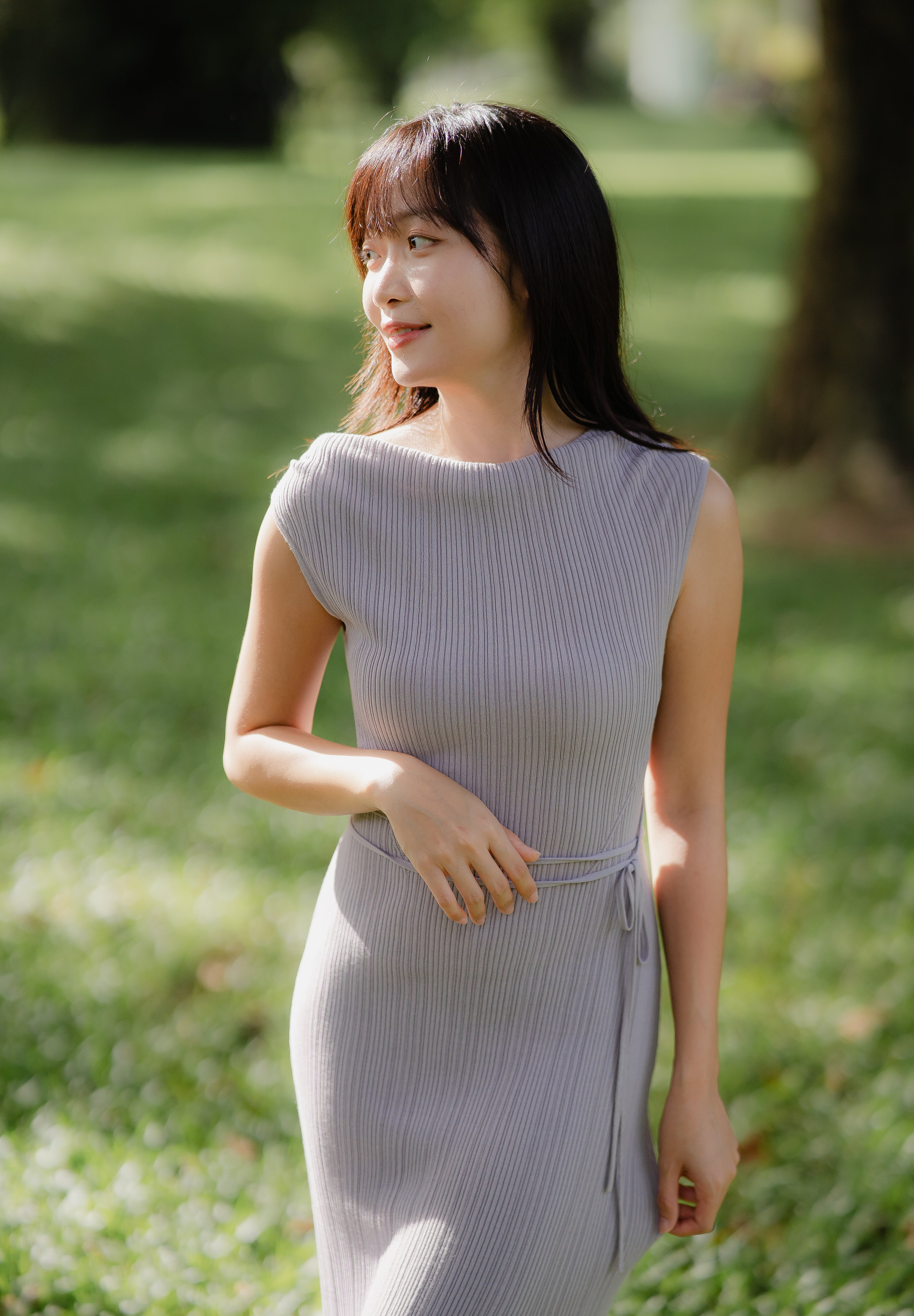 hello ronron | UGC | DR045-TGRY Louise Dress Taupe