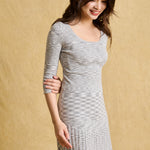 hello ronron | Mila Dress Cloud | Mouliné ribbed knit pleated mini dress