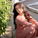 hello ronron | Sophia Dress Rosewood Pink | V-neck Longsleeve Mother of Pearl Button-down Midi Cable Knit Dress