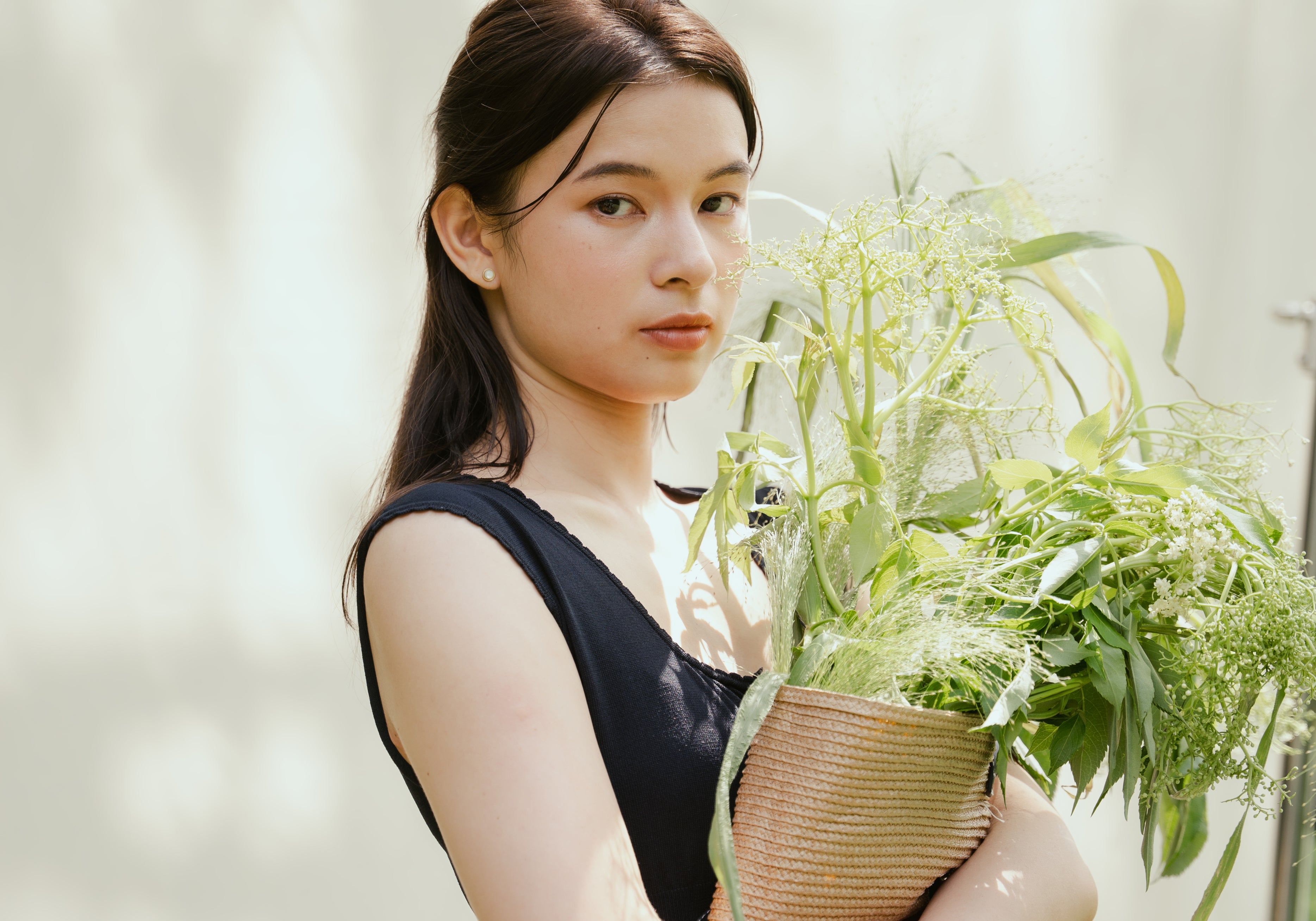 hello ronron | Dorothy Dress Blueberry | Square Neck Tie-Detail Cinch-waist Maxi Jersey Knit Dress