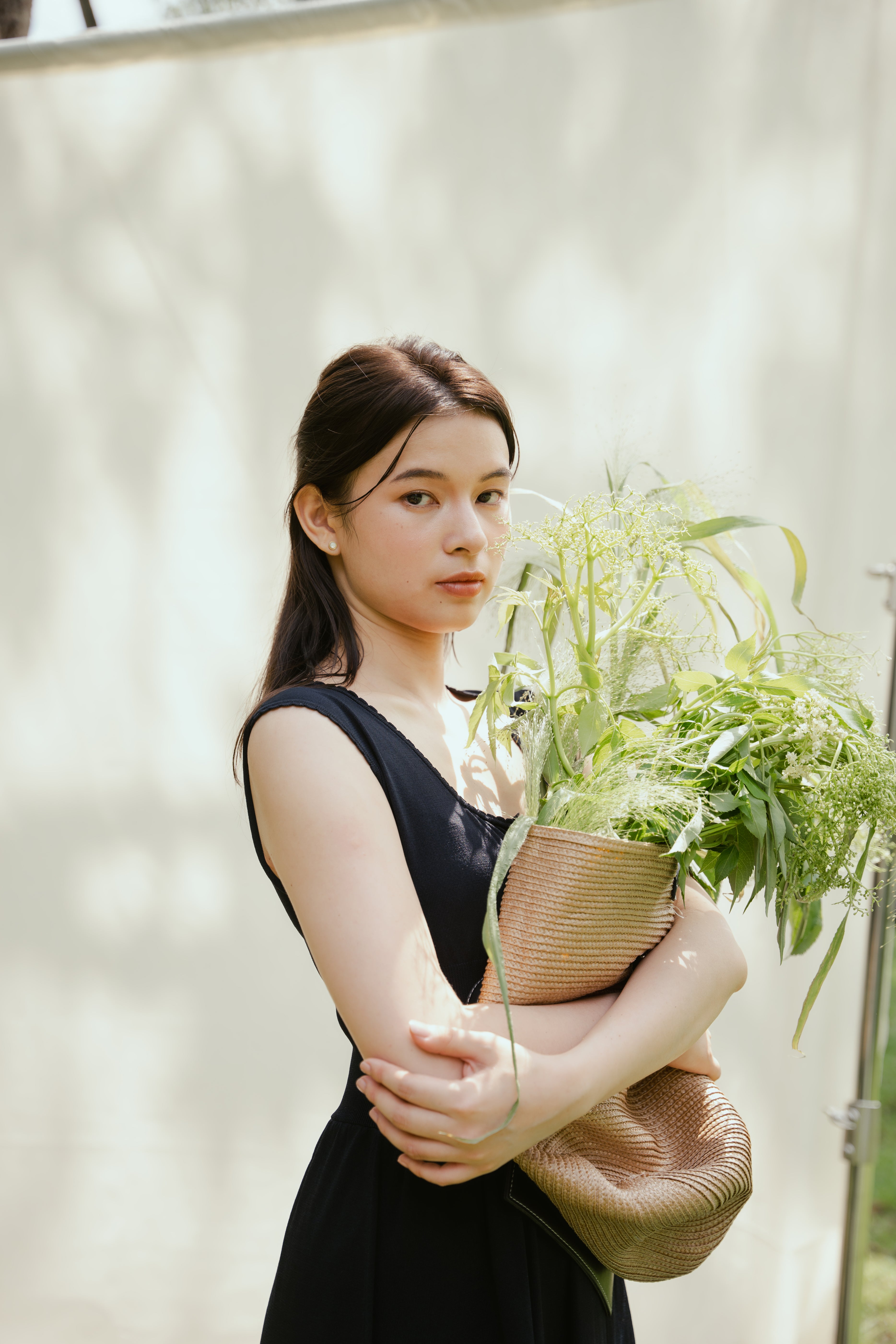 hello ronron | Dorothy Dress Blueberry | Square Neck Tie-Detail Cinch-waist Maxi Jersey Knit Dress