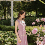 hello ronron | Dorothy Dress Mauve | Square Neck Tie-Detail Cinch-waist Maxi Jersey Knit Dress