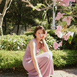 hello ronron | Dorothy Dress Mauve | Square Neck Tie-Detail Cinch-waist Maxi Jersey Knit Dress