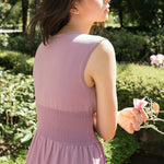 hello ronron | Dorothy Dress Mauve | Square Neck Tie-Detail Cinch-waist Maxi Jersey Knit Dress