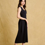 hello ronron | Dorothy Dress Blueberry | Square Neck Tie-Detail Cinch-waist Maxi Jersey Knit Dress