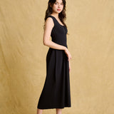 hello ronron | Dorothy Dress Blueberry | Square Neck Tie-Detail Cinch-waist Maxi Jersey Knit Dress