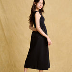 hello ronron | Dorothy Dress Blueberry | Square Neck Tie-Detail Cinch-waist Maxi Jersey Knit Dress