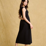 hello ronron | Dorothy Dress Blueberry | Square Neck Tie-Detail Cinch-waist Maxi Jersey Knit Dress