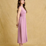 hello ronron | Dorothy Dress Mauve | Square Neck Tie-Detail Cinch-waist Maxi Jersey Knit Dress