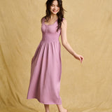 hello ronron | Dorothy Dress Mauve | Square Neck Tie-Detail Cinch-waist Maxi Jersey Knit Dress