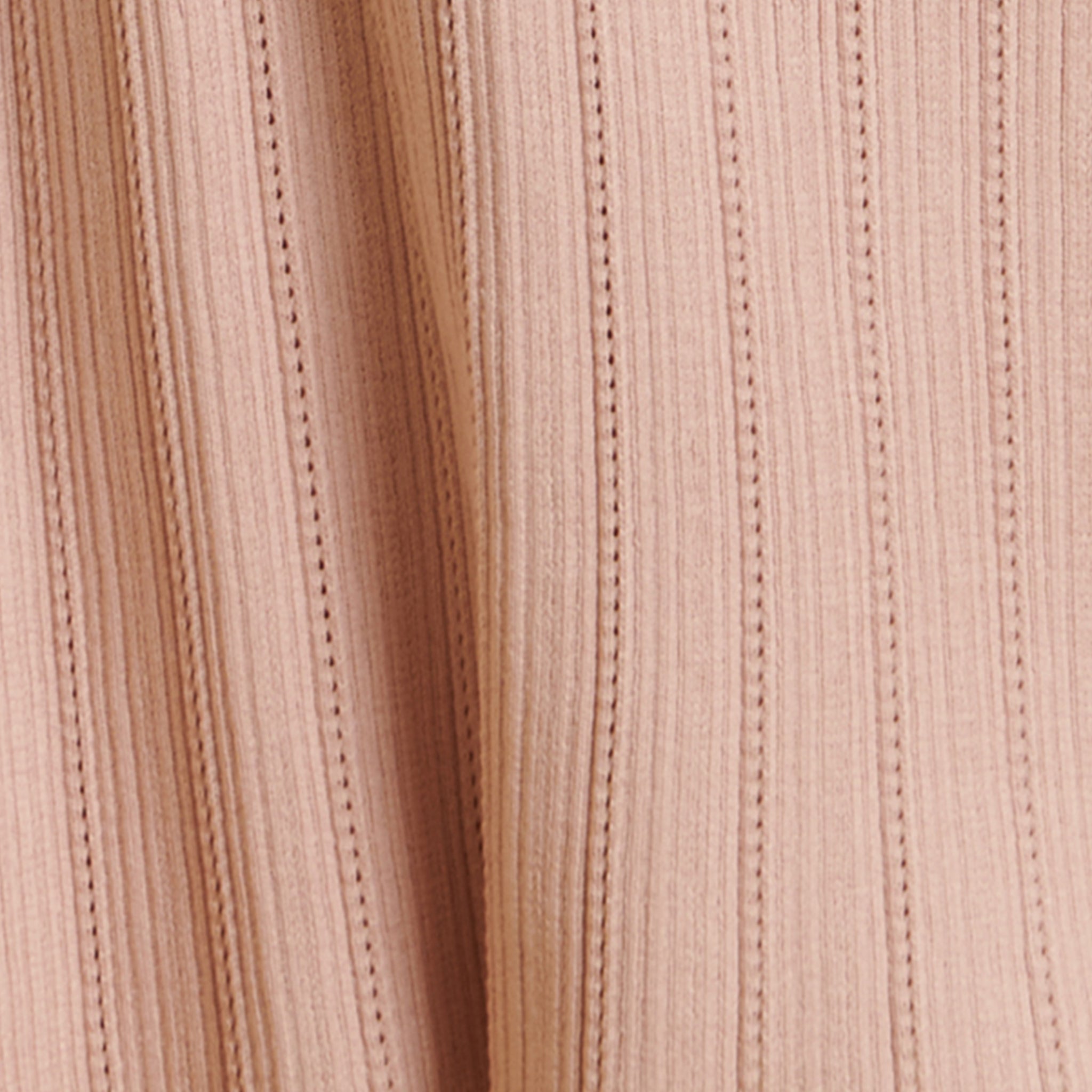 hello ronron Monica Dress Powder Pink | Boat neck lace-up pointelle knit maxi dress