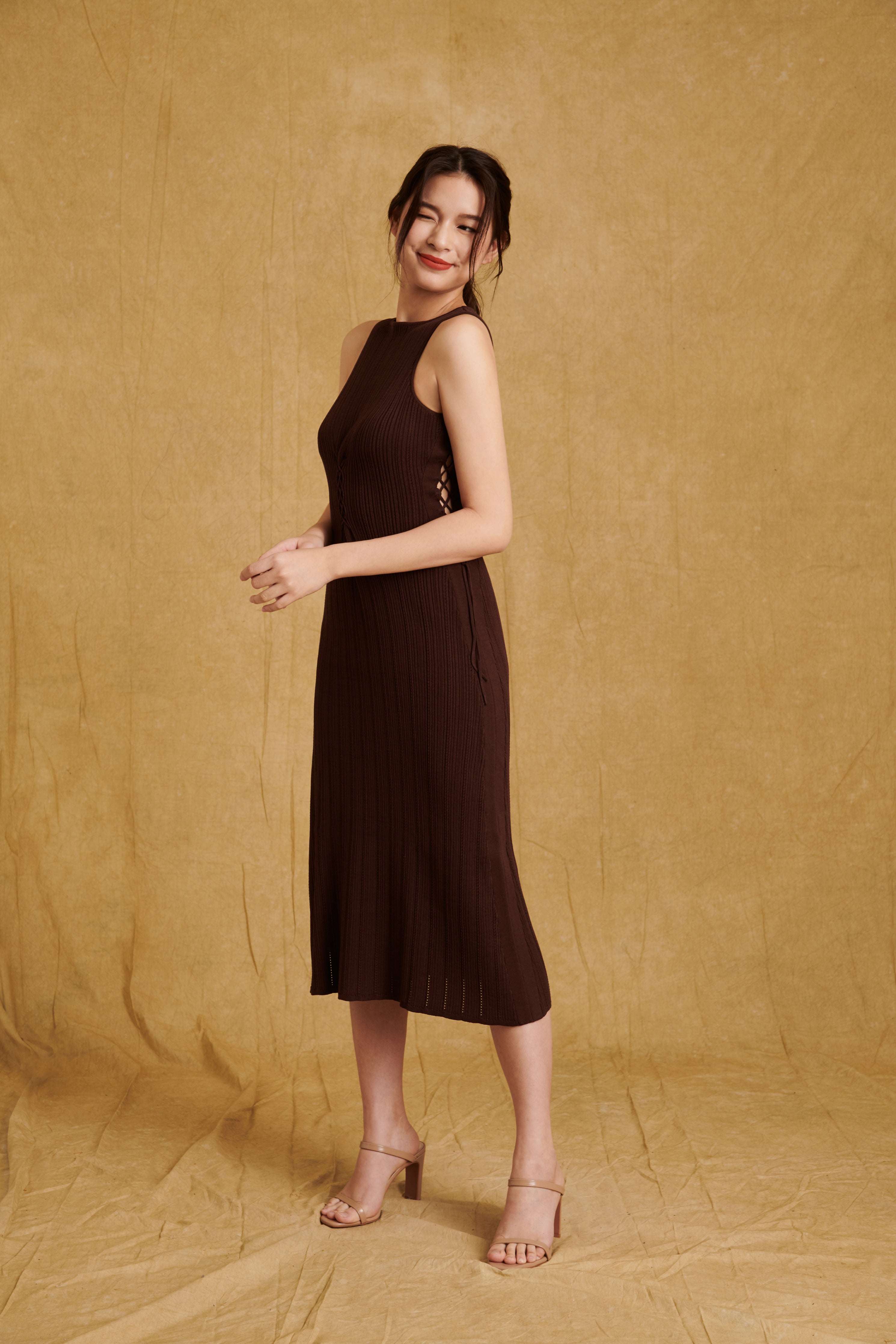 Monica Dress | Lace-Up Knit with Adjustable Waist & Flowing