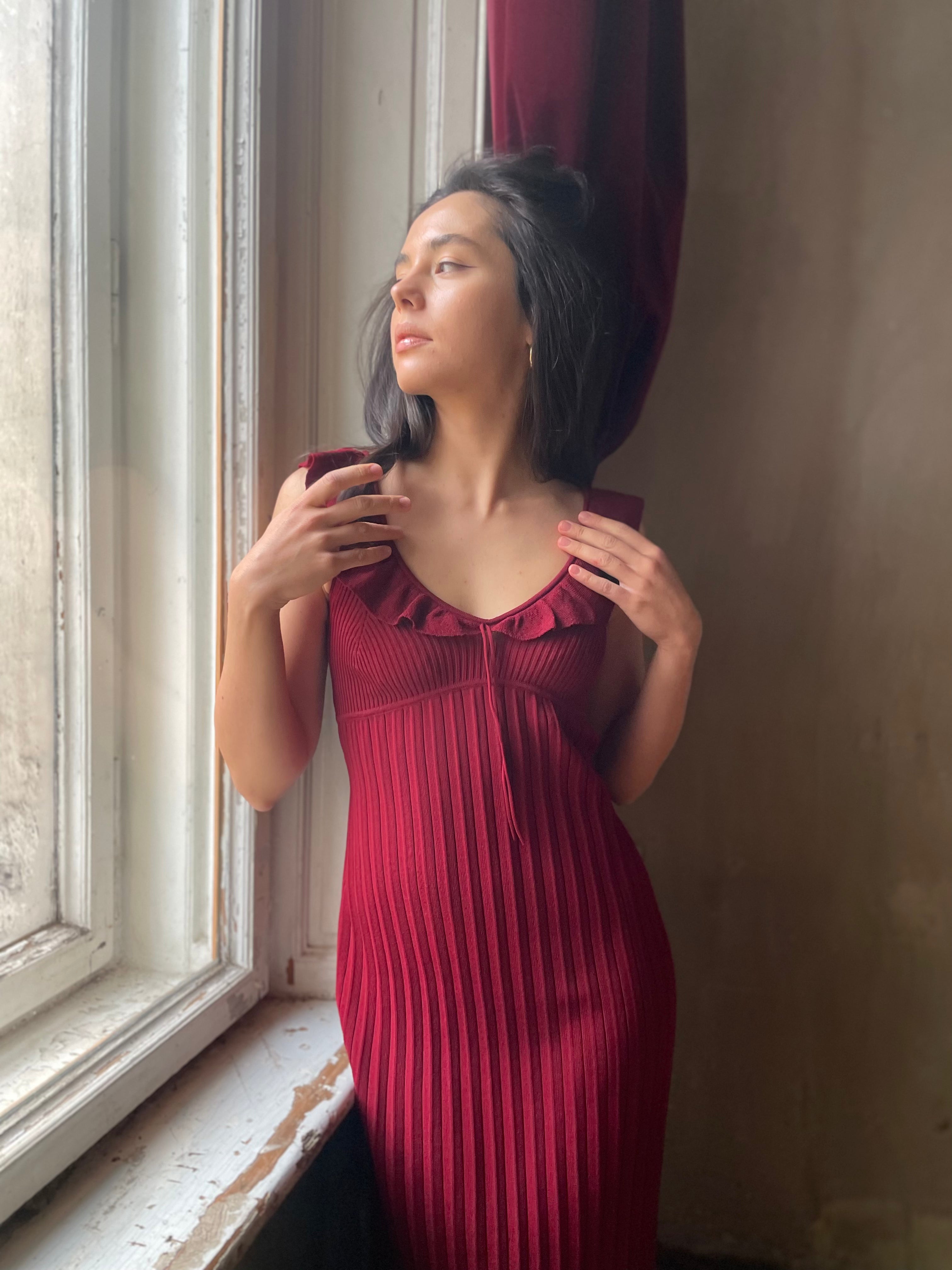 hello ronron | DR046-BGD Selma Dress Burgundy