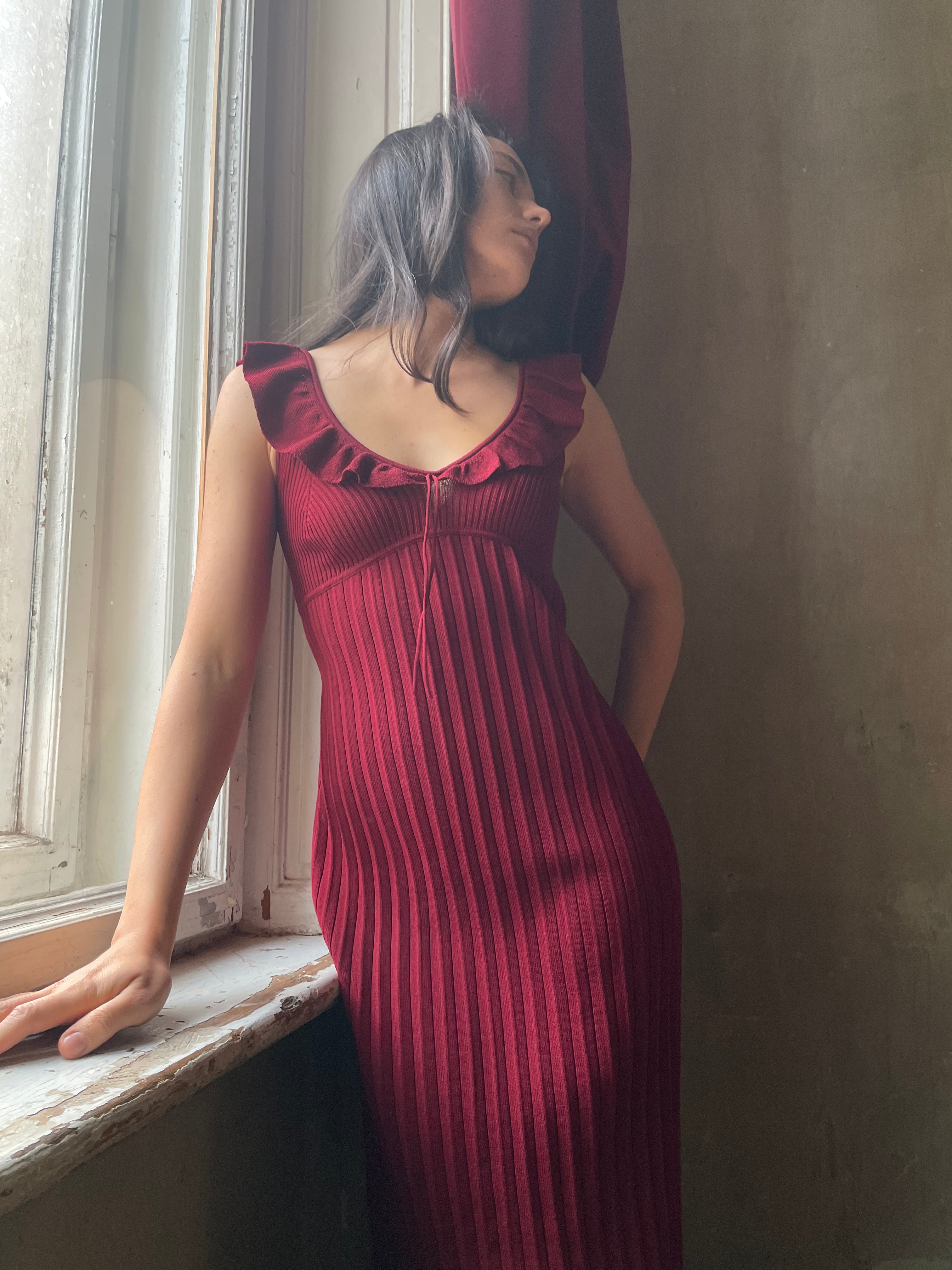 hello ronron | DR046-BGD Selma Dress Burgundy