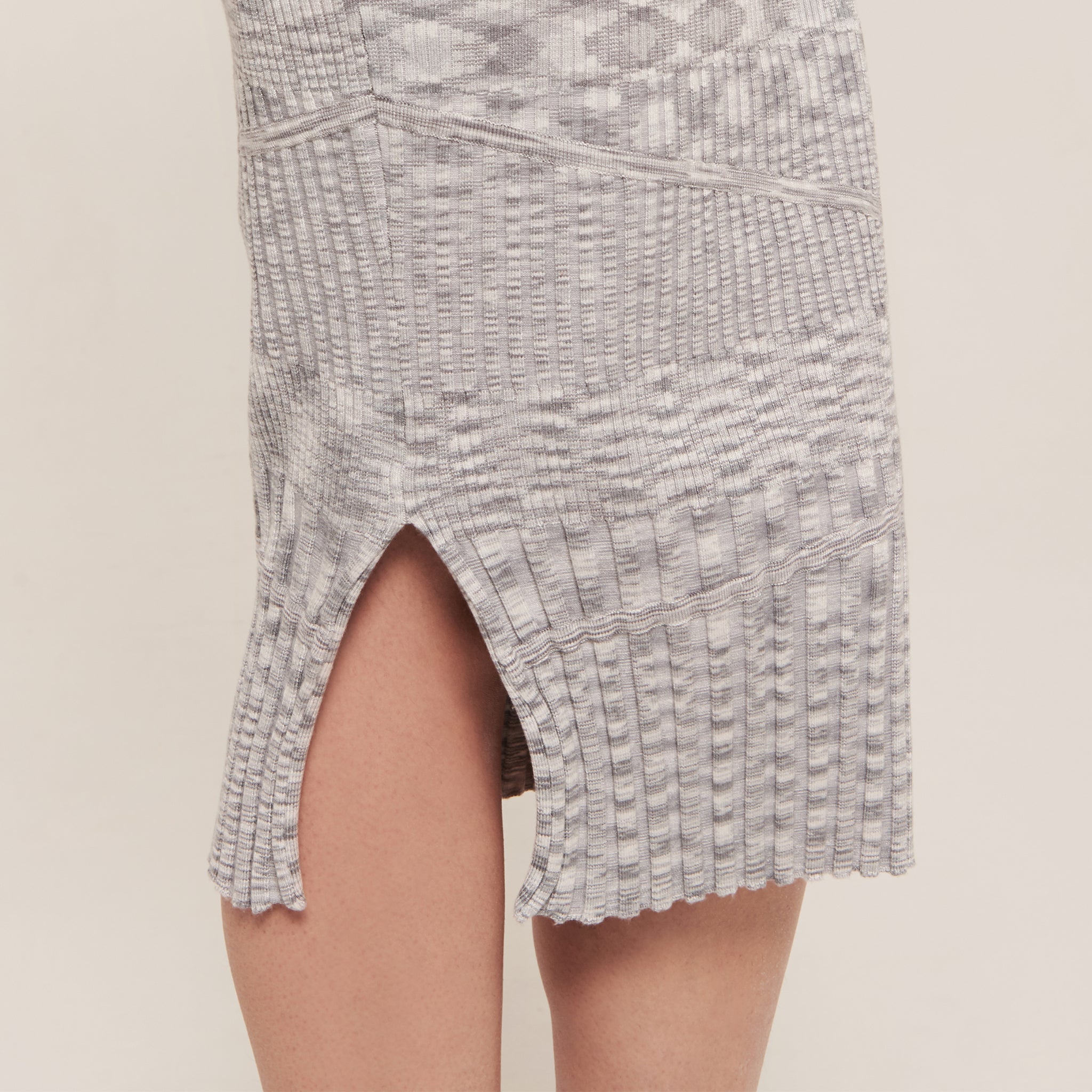 hello ronron | Hera Skirt Cloud | Mouliné ribbed knit midi skirt