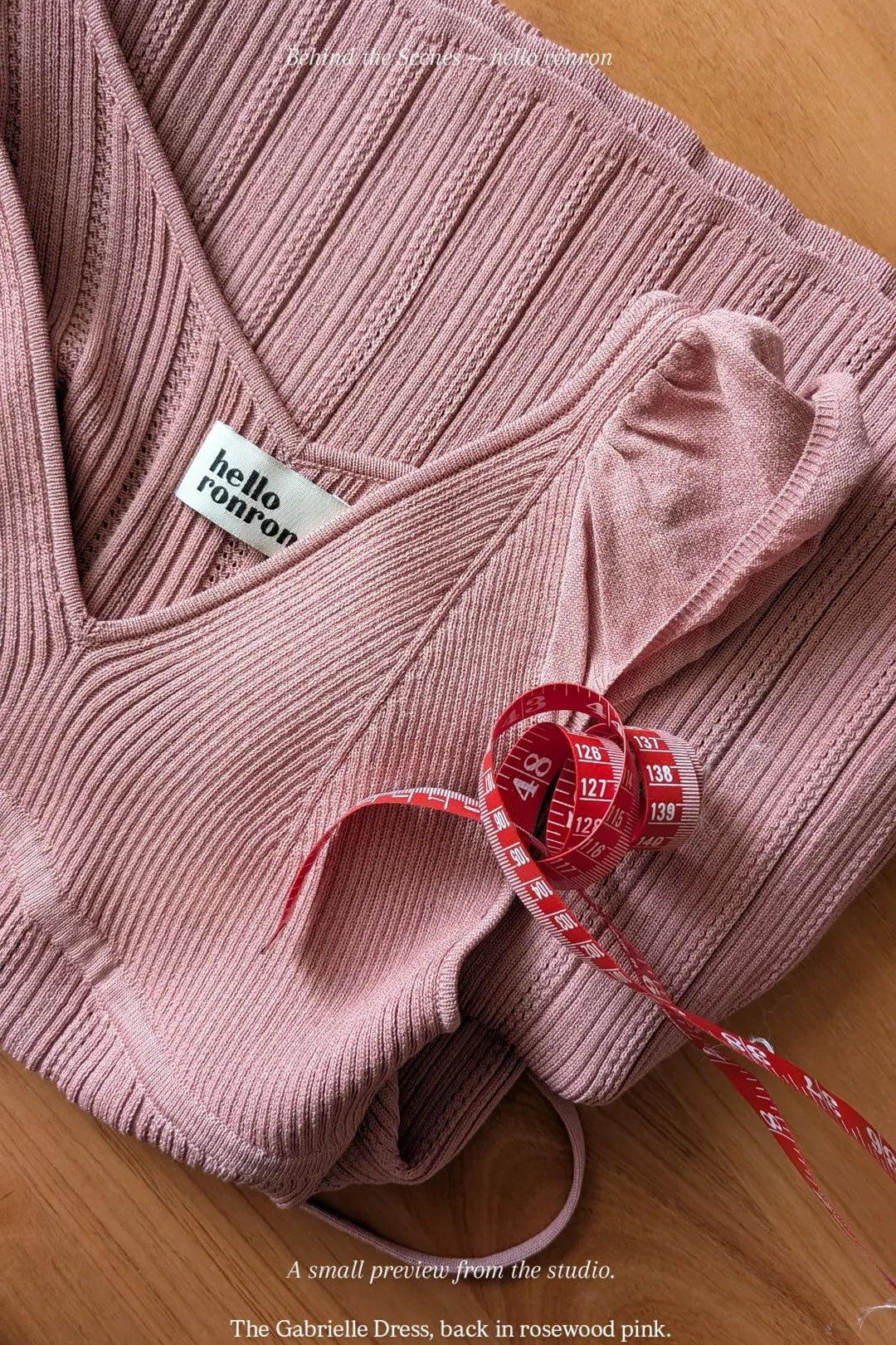 hello ronron | DR036-RWP Gabrielle Dress Rosewood Pink closeup