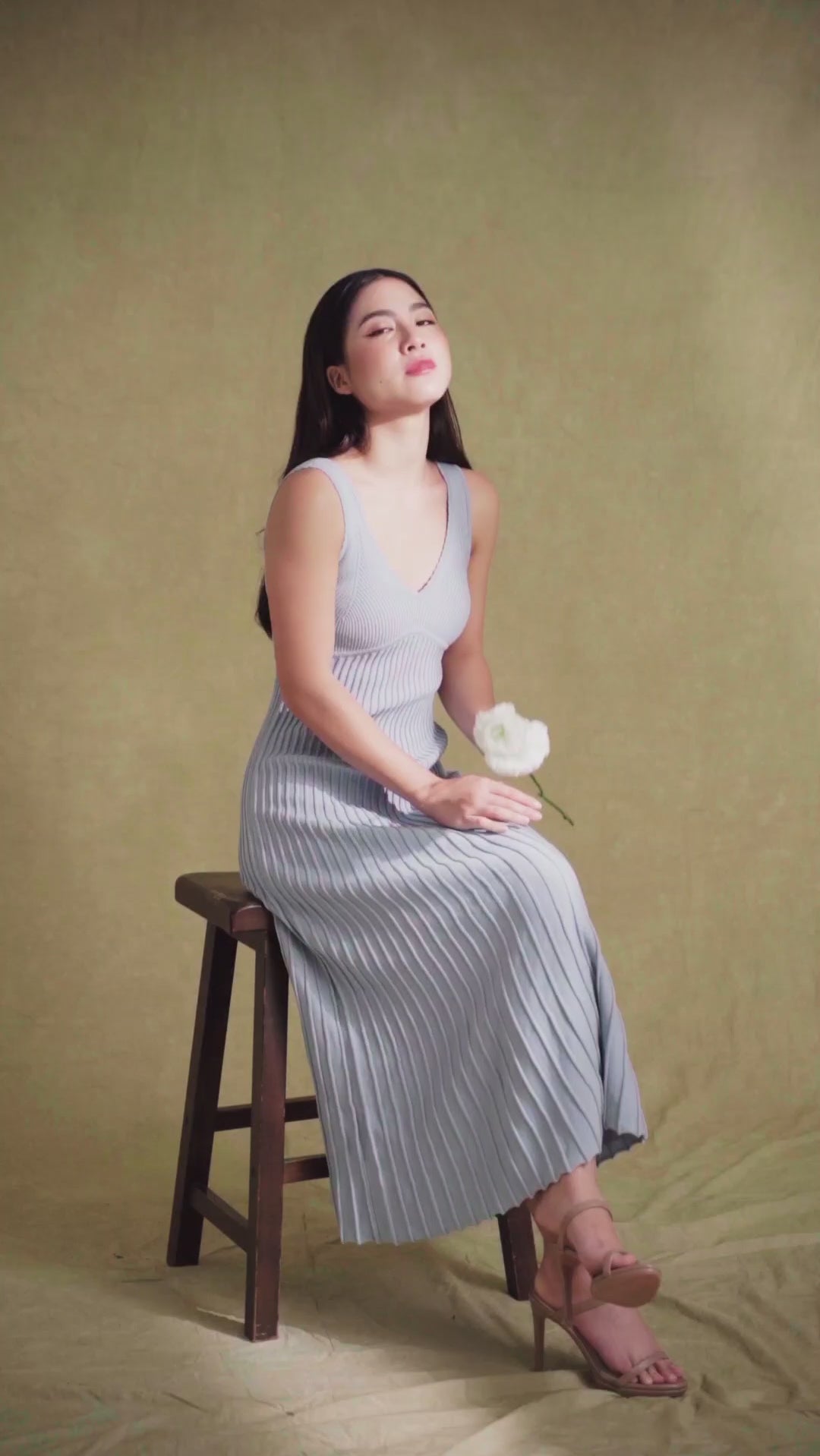 hello ronron  DR042-MIST Helena Dress Misty Blue