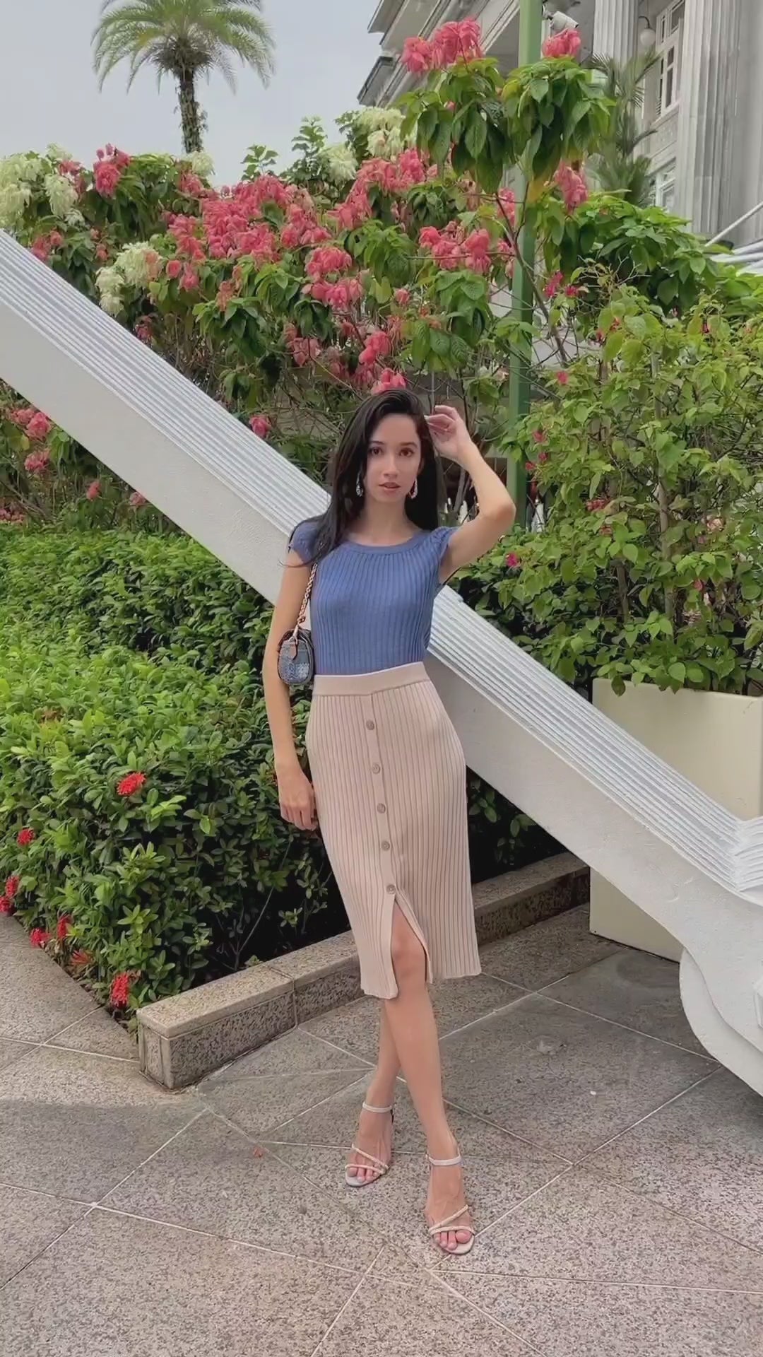 hello ronron TP001-LVD Lynn Top Lavender UGC SK001-CRM Sylvie SKirt Cream