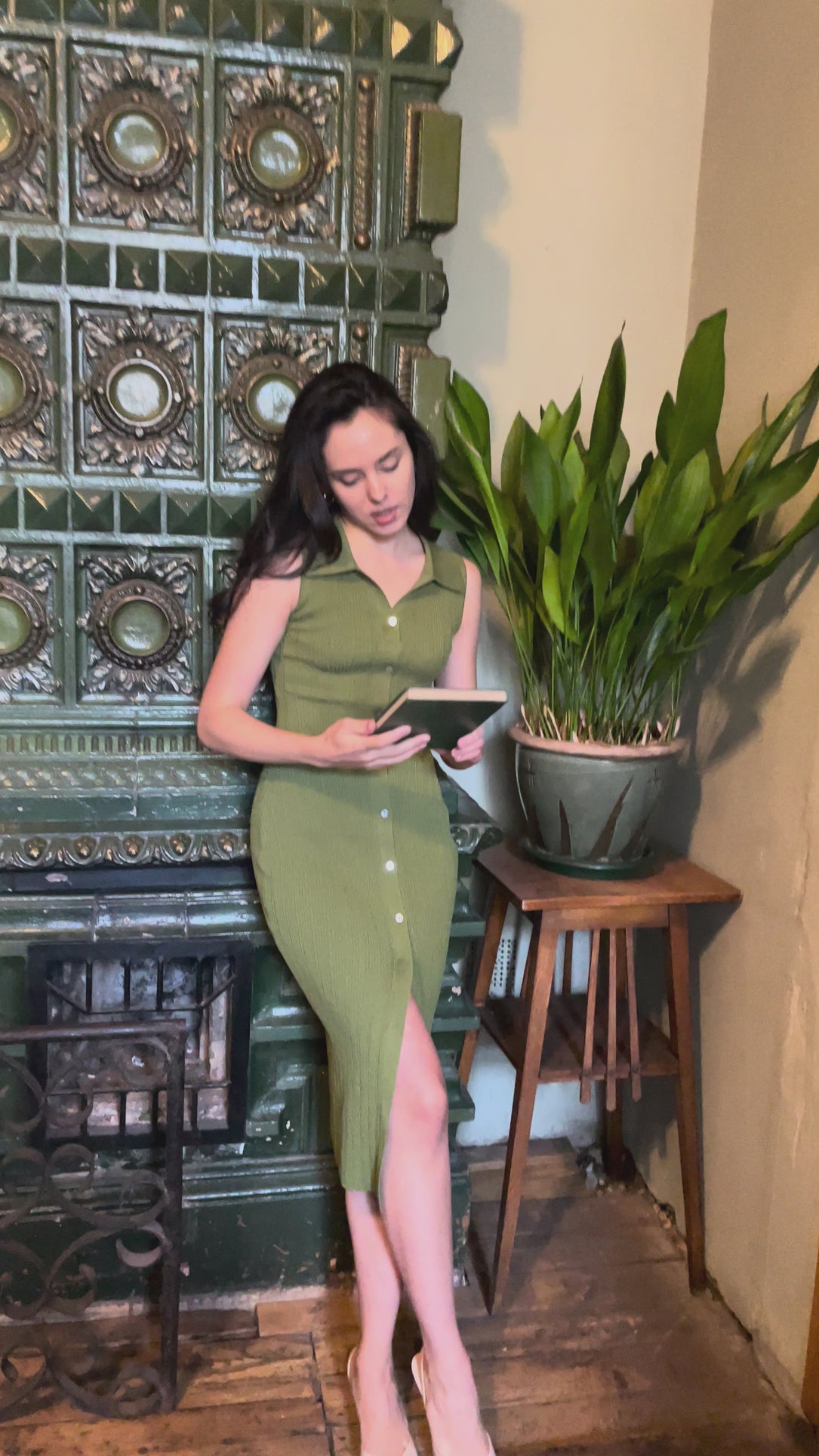 hello ronron DR027-OLV Joan Dress Olive