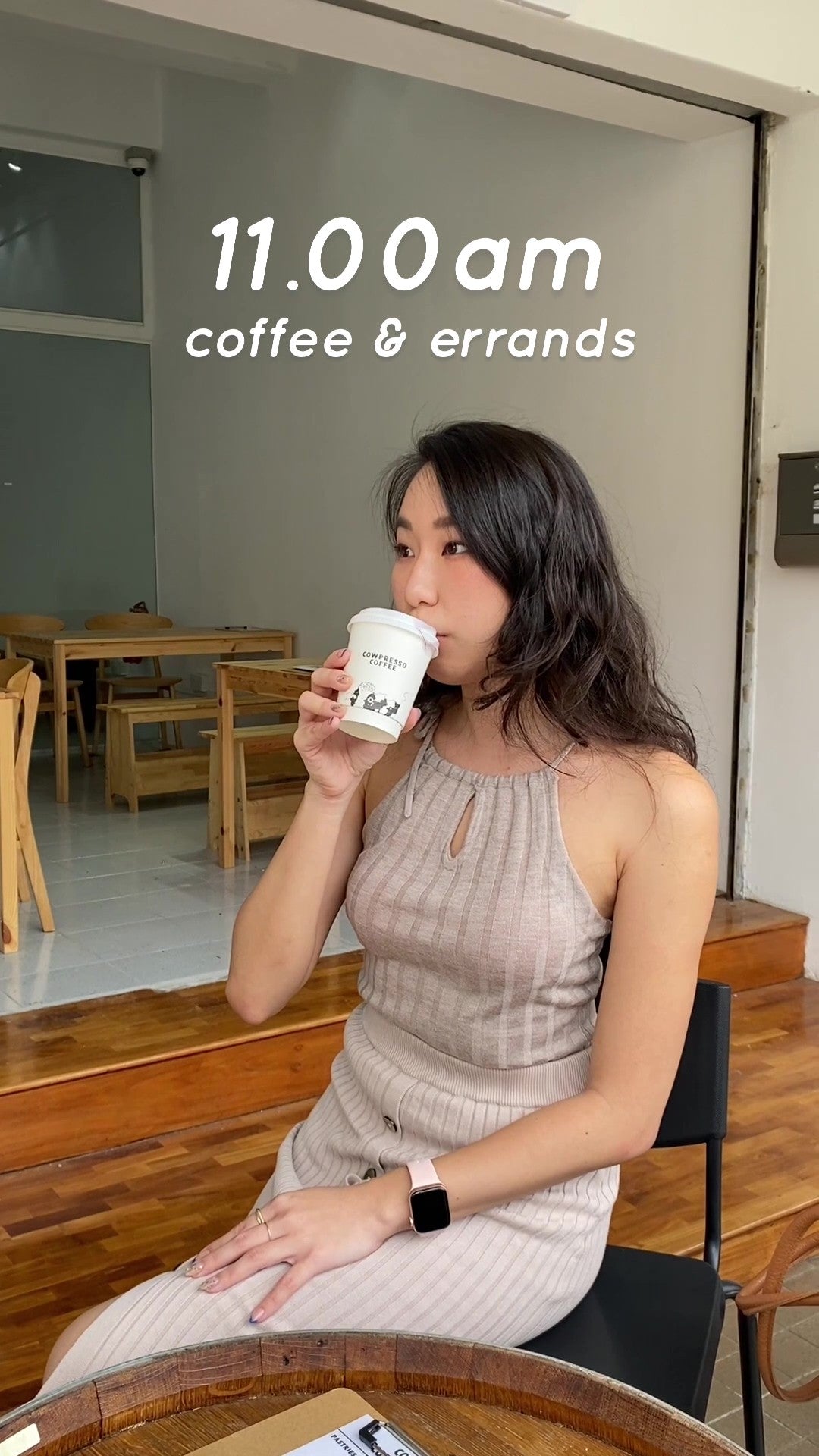 hello ronron | Rosa Top Latte & Sylvie Skirt Cream | Tie string halter ribbed knit top TP002-LAT SK001-CRM TP004-BLK