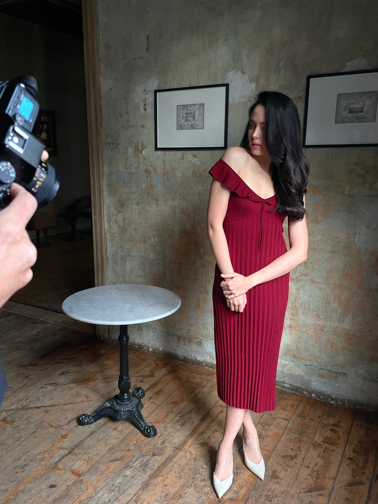 hello ronron Selma Dress Burgundy DR046-BGD
