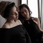 hello ronron | Rosa Top Black | Tie-detailed ribbed knit halter top