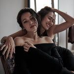 hello ronron | Rosa Top Black | Tie-detailed ribbed knit halter top