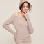 hello ronron | Camille Dress Taupe | Off-shoulder ribbed knit mini dress