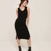 hello ronron | Angelique Dress Black | V-neck braided cable knit midi dress