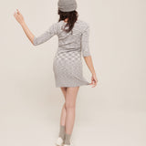 Mila Dress Cloud | Mouliné ribbed knit pleated mini dress