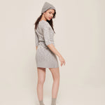 Mila Dress Cloud | Mouliné ribbed knit pleated mini dress