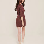 Mila Dress Cloud | Mouliné ribbed knit pleated mini dress