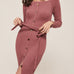 hello ronron | Sylvie Dress Rose | Button-embellished off-shoulder ribbed knit midi dress