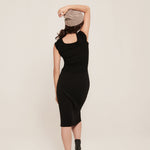Lynn Top Black | Square neck ribbed knit top