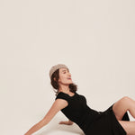 hello ronron | Sylvie Skirt Black | Button-embellished ribbed knit midi skirt
