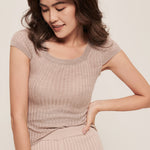 hello ronron | Lynn Top Latte | Square neck ribbed knit top