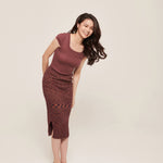 hello ronron | Lynn Top Rose | Square neck ribbed knit top