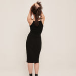 hello ronron | Rosa Top Black | Tie-detailed ribbed knit halter top