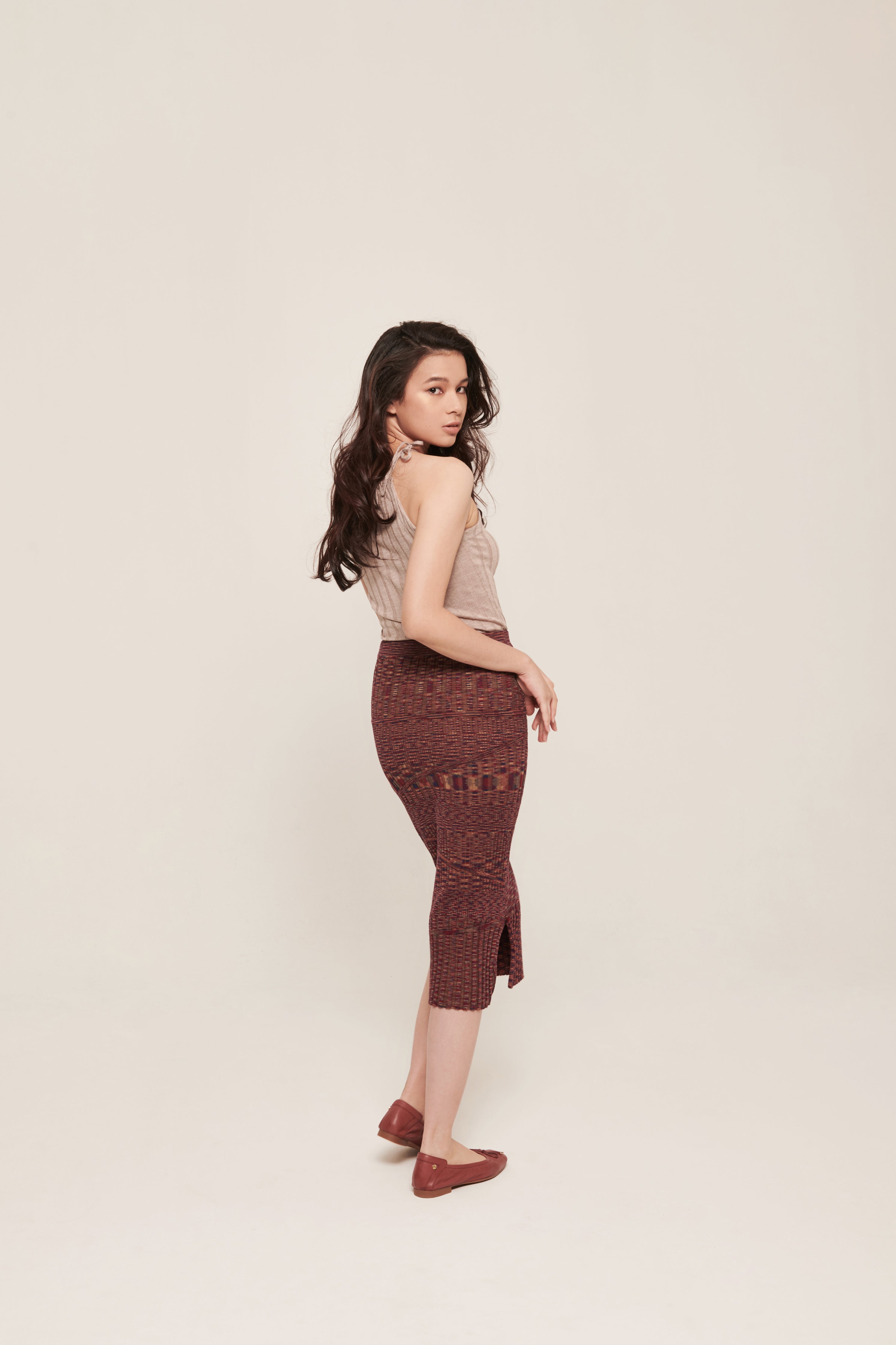hello ronron | Rosa Top Latte | Tie-detailed ribbed knit halter top