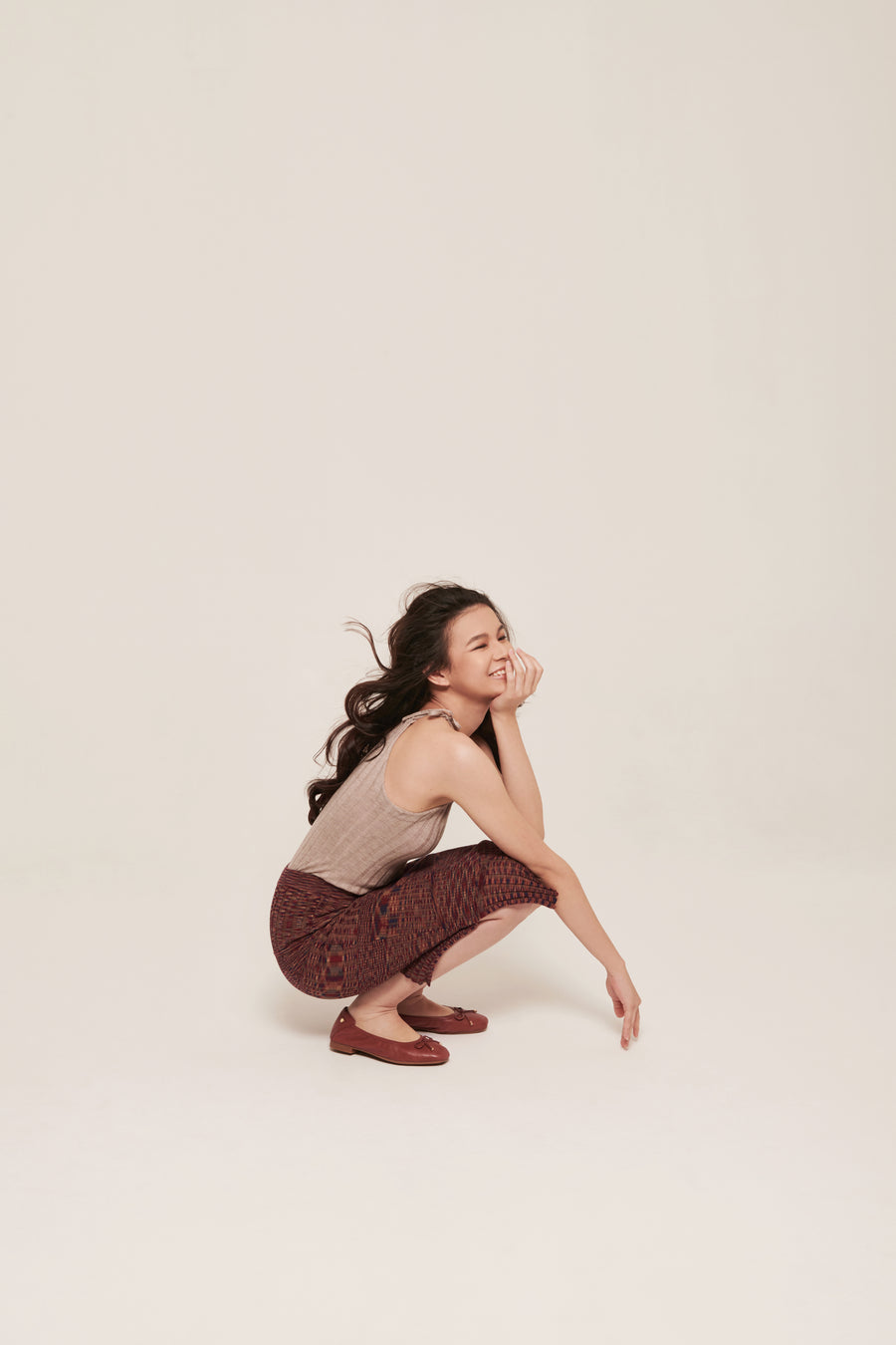 hello ronron | Rosa Top Latte | Tie-detailed ribbed knit halter top