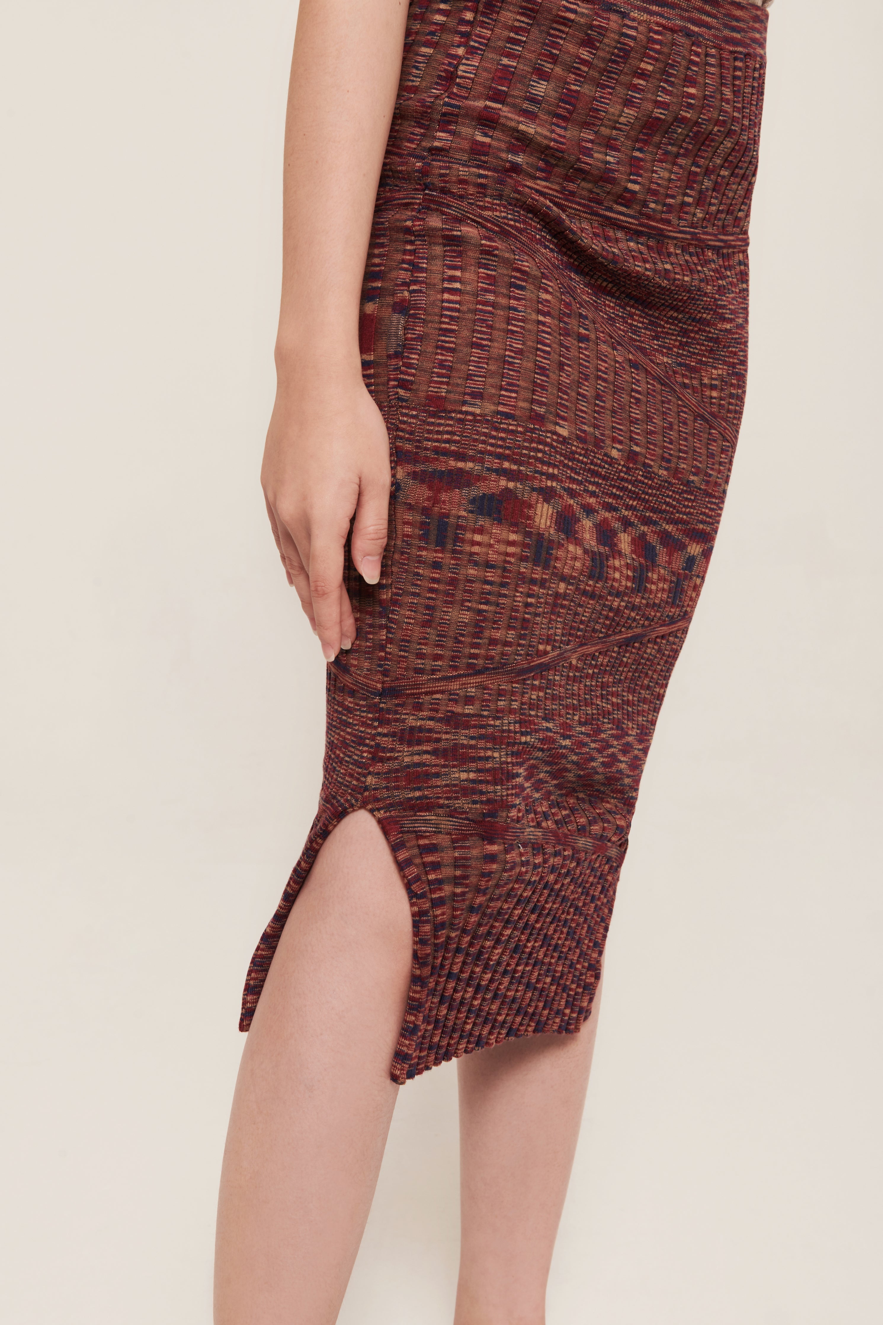 hello ronron | Hera Skirt Evening | Mouliné ribbed knit midi skirt