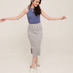 hello ronron | Hera Skirt Cloud | Mouliné ribbed knit midi skirt