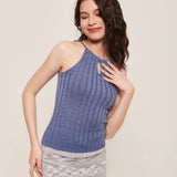 hello ronron | Rosa Top Lavender | Tie-detailed ribbed knit halter top