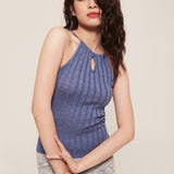 hello ronron | Rosa Top Lavender | Tie-detailed ribbed knit halter top