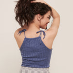 hello ronron | Rosa Top Lavender | Tie-detailed ribbed knit halter top